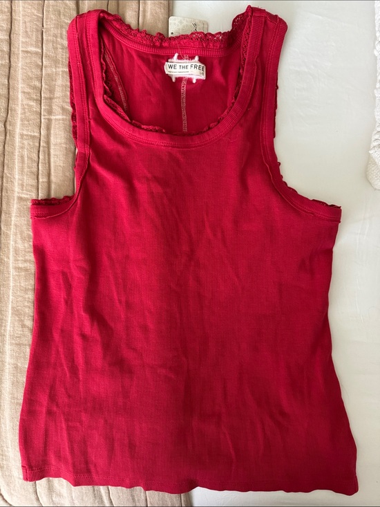 We The Free Tops - NWT We The Free Red Ribbed Lettuce-Edge Tank